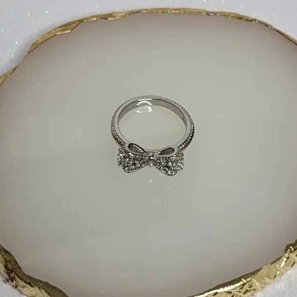 Bow Ring 925 Sterling Silver Cubic Zirconia Size 6 - Picture 8 of 9